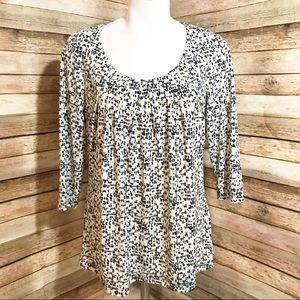 Worthington Stretch Black, White, yellow blouse